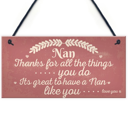 Nan Love You All Hanging Plaque Nanny Grandma Birthday Gift SIGN