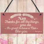 Nan Love You All Hanging Plaque Nanny Grandma Birthday Gift SIGN