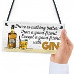 Friend With GIN Party Drink Gift Cocktail Novelty Hanging Plaque