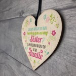 SISTER Children Having You As Auntie Gift Wood Heart Aunt Sign 