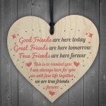 True Friends Friendship Sign Plaque Gift Shabby Chic Wood Heart