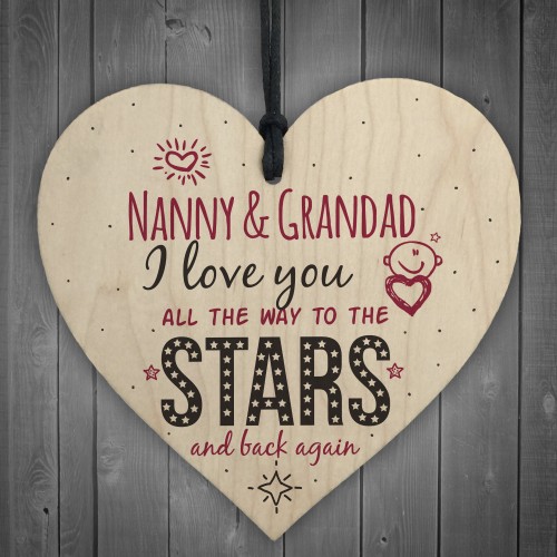 Love You Nanny & Grandad Wooden Heart Wall Plaque Keepsake Gift