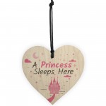 Princess Sleeps Here Hanging Heart Baby Daughter Bedroom Plaque