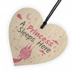 Princess Sleeps Here Hanging Heart Baby Daughter Bedroom Plaque