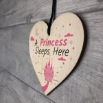 Princess Sleeps Here Hanging Heart Baby Daughter Bedroom Plaque