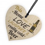 Love Laughter & Beer Funny Heart Plaques Alcohol Novelty Gifts