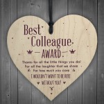 Best Colleague Award Hanging Heart Plaque Work Friendship Thanks