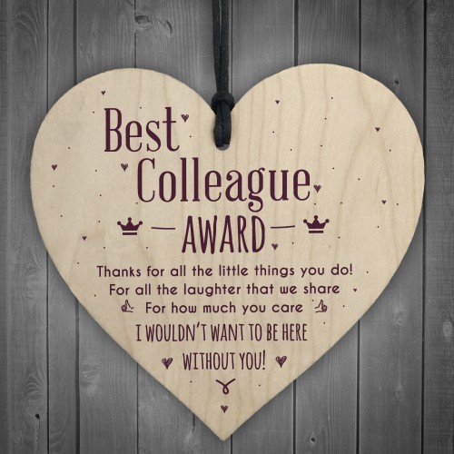 Best Colleague Award Hanging Heart Plaque Work Friendship Thanks