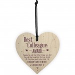 Best Colleague Award Hanging Heart Plaque Work Friendship Thanks