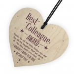 Best Colleague Award Hanging Heart Plaque Work Friendship Thanks