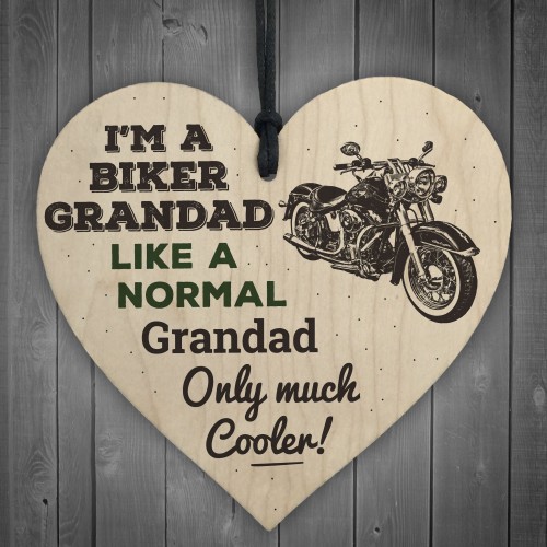 Biker Grandad Hanging Heart Plaques Sign Funny Motorcycle Gifts