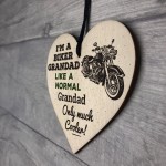 Biker Grandad Hanging Heart Plaques Sign Funny Motorcycle Gifts