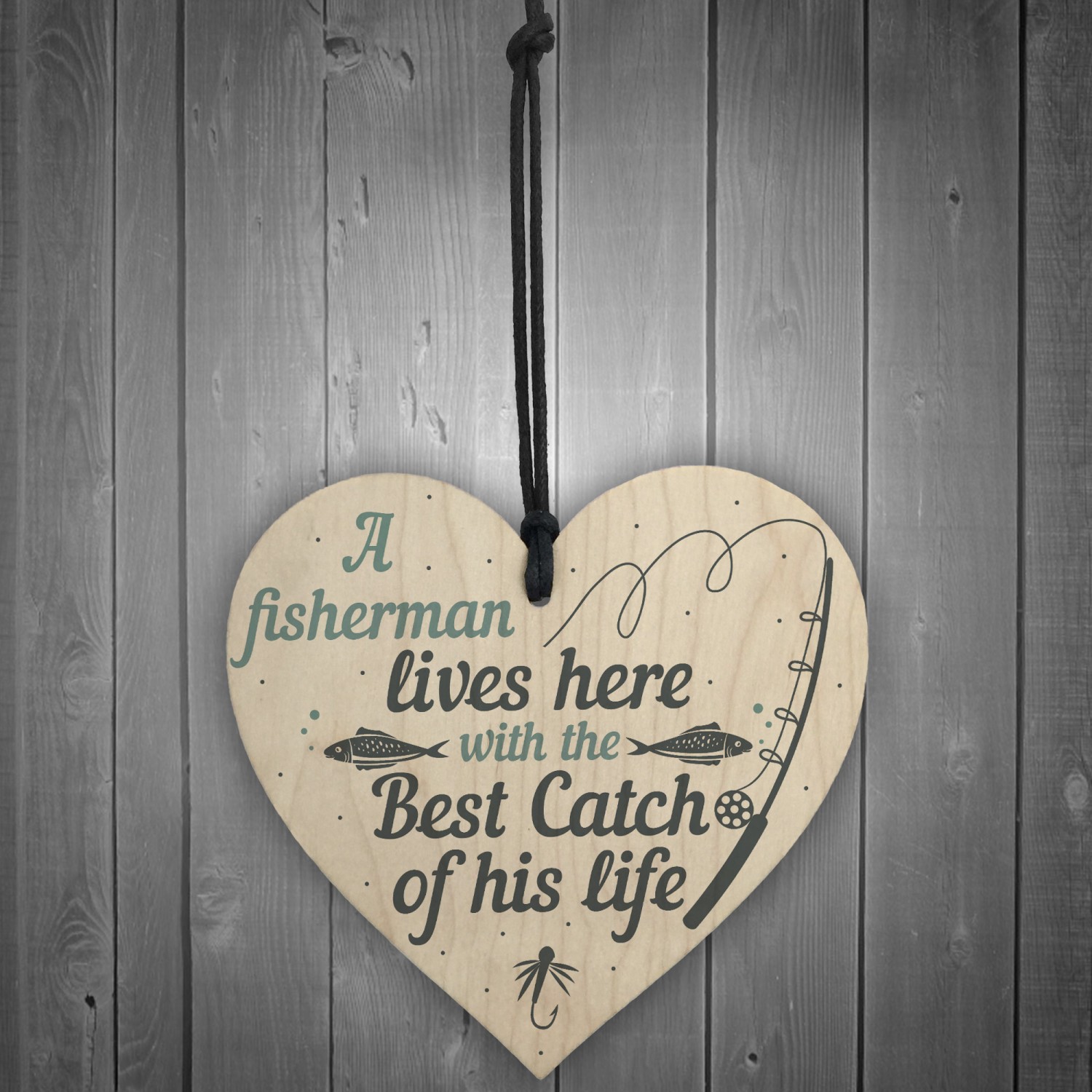 Fishing gift A great Fisherman Lives Here Wooden Plaque … 