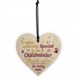 Special Childminder Wooden Heart Babysitter Plaque ThankYou Sign