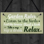 Garden Rules Novelty Hanging Plaque SummerHouse Sign Garden Shed