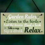 Garden Rules Novelty Hanging Plaque SummerHouse Sign Garden Shed