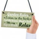 Garden Rules Novelty Hanging Plaque SummerHouse Sign Garden Shed