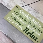 Garden Rules Novelty Hanging Plaque SummerHouse Sign Garden Shed