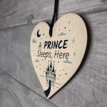 Prince Sleeps Here Plaque Boys Bedroom Accessory Blue Kids Wall