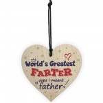 World's Greatest Farter Fathers Day Dad Wood Heart Sign Funny