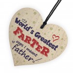 World's Greatest Farter Fathers Day Dad Wood Heart Sign Funny