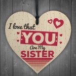 Sister Friend Friendship Gift Wooden Hanging Heart Plaque Sign