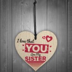 Sister Friend Friendship Gift Wooden Hanging Heart Plaque Sign