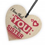 Sister Friend Friendship Gift Wooden Hanging Heart Plaque Sign