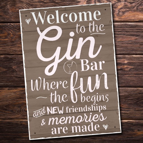 Gin Bar Hanging Plaque Alcohol Party Novelty Birthday Gift 