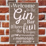 Gin Bar Hanging Plaque Alcohol Party Novelty Birthday Gift 