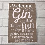 Gin Bar Hanging Plaque Alcohol Party Novelty Birthday Gift 