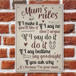 Mum's Rules Hanging Plaque Humorous Kitchen Plaque Chic Wall 