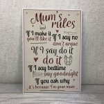 Mum's Rules Hanging Plaque Humorous Kitchen Plaque Chic Wall 