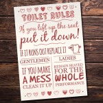 Toilet Rules Shabby Chic Plaque Bathroom Wall Door Sign New Home