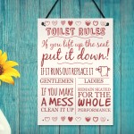 Toilet Rules Shabby Chic Plaque Bathroom Wall Door Sign New Home