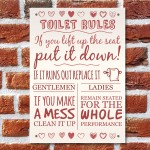 Toilet Rules Shabby Chic Plaque Bathroom Wall Door Sign New Home