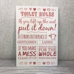 Toilet Rules Shabby Chic Plaque Bathroom Wall Door Sign New Home