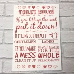 Toilet Rules Shabby Chic Plaque Bathroom Wall Door Sign New Home