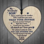 My Wonderful Son Wooden Heart Mum Son Special Birthday Gift