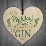 Gin OClock Birthday Gift Funny Wood Heart Plaque Friendship Gift