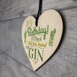 Gin OClock Birthday Gift Funny Wood Heart Plaque Friendship Gift