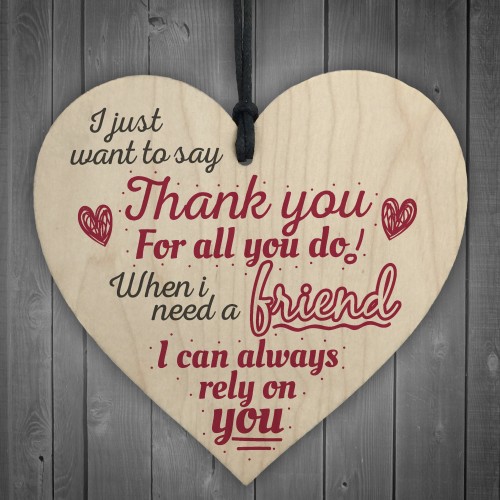 Best Friend Friendship Thank You Gifts Wooden Hanging Heart 