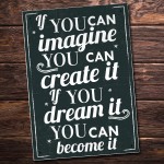 Imagine It Inspirational Quote Plaque Wall Art Sign Shabby Chic