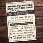 Rules to Non Pet Owners Retro Sign Wall Plaque Dog Cat Lover