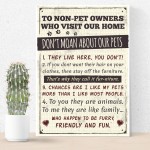 Rules to Non Pet Owners Retro Sign Wall Plaque Dog Cat Lover