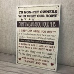 Rules to Non Pet Owners Retro Sign Wall Plaque Dog Cat Lover