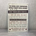 Rules to Non Pet Owners Retro Sign Wall Plaque Dog Cat Lover