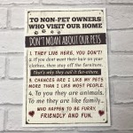 Rules to Non Pet Owners Retro Sign Wall Plaque Dog Cat Lover