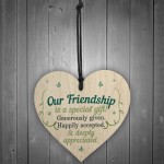 Our Friendship Quote Wood Heart Sign Best Friend Plaque Birthday