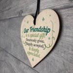 Our Friendship Quote Wood Heart Sign Best Friend Plaque Birthday